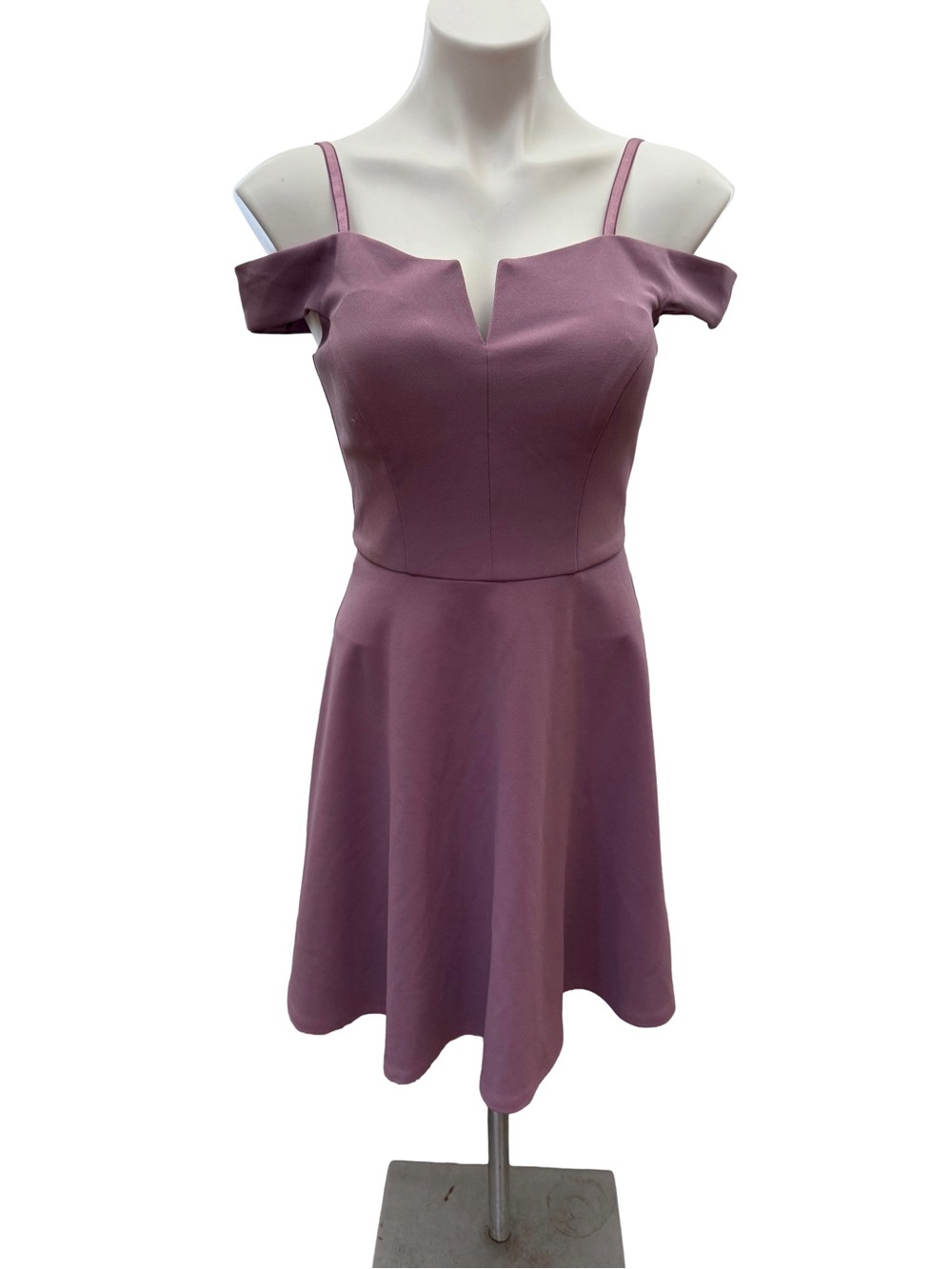 BCX Dusty Mauve One-Shoulder Fit & Flare Dress